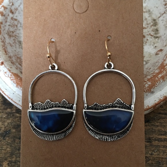 Artisan 925 sterling lapis blue dangle earrings - Picture 5 of 7